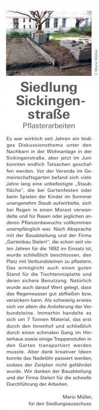 "1892 aktuell": Pflasterarbeiten im Garten (Juni 2024)